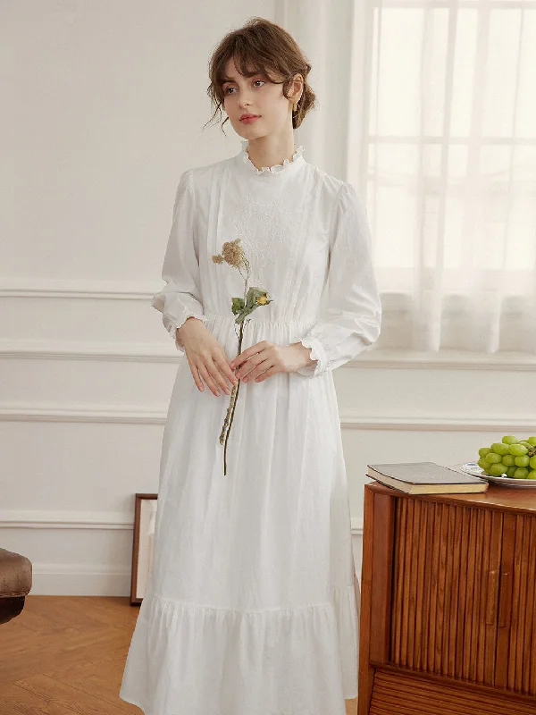 Off - the - Shoulder Women Dress for a Romantic and Feminine LookAfra White Stand-up Collar Bubble Sleeve Dress