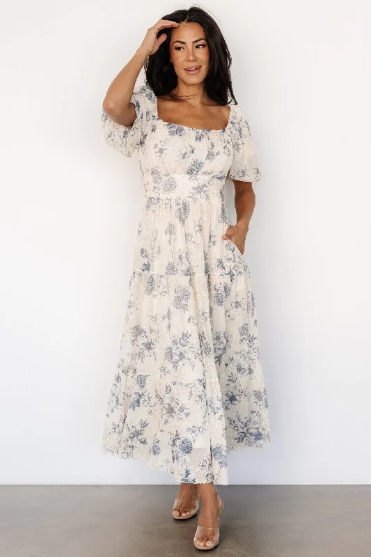 Shift Women Dress with a Simple and Classic Design for Everyday WearAnnabeth Midi Dress | Cream + Slate Floral