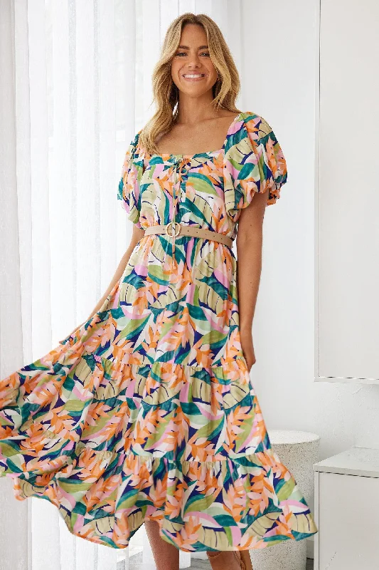 Wrap - Style Women Dress with Adjustable Fit for All Body TypesAxelle Dress - Tropical Print