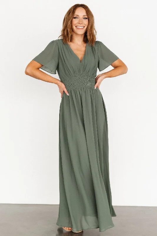 Empire Waist Women Dress to Accentuate the Bust and Conceal the WaistBirdie Maxi Dress | Dark Sage