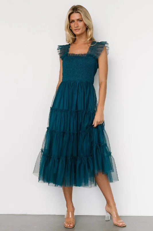 Mermaid - Style Women Dress with a Fitted Silhouette for Special OccasionsEmma Smocked Tulle Dress | Teal