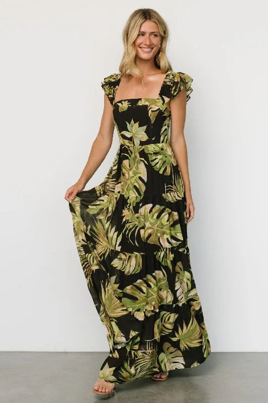 Lace - Embellished Women Dress for an Elegant and Sophisticated AppearanceEncinitas Maxi Dress | Tropical Green + Black