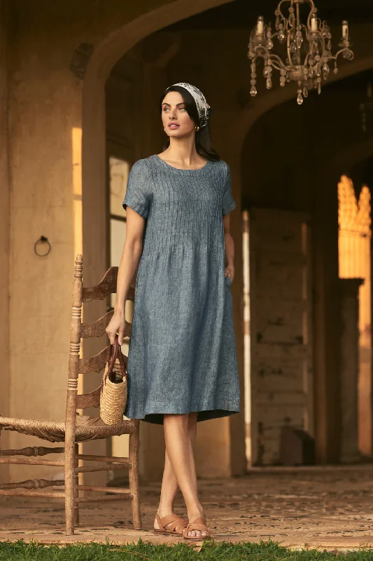 Strapless Women Dress with a Built - in Bra for Comfort and SupportTwill Hemp Linen Dress