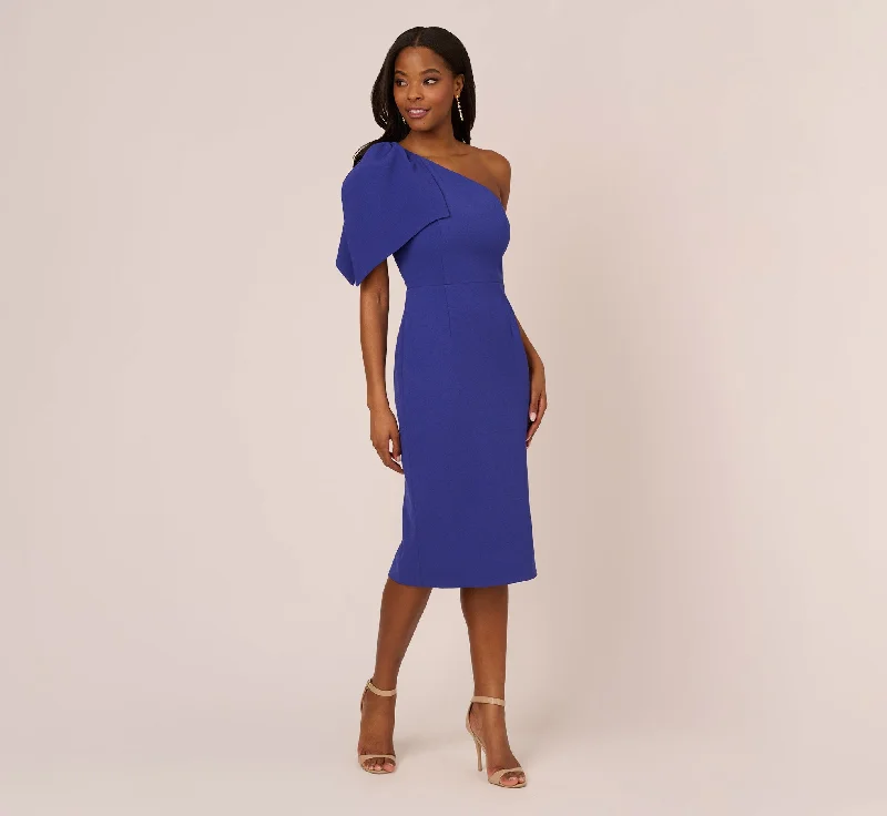 Strapless Women Dress with a Built - in Bra for Comfort and SupportOne Shoulder Midi Dress With Bow Accent In Disco Indigo