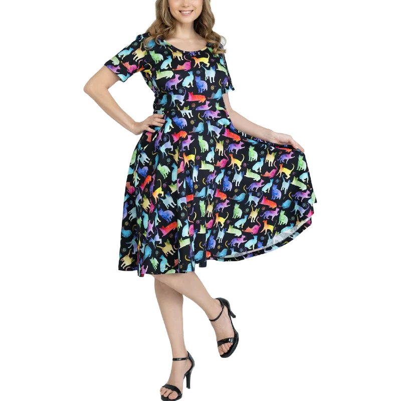 Shift Women Dress with a Simple and Classic Design for Everyday WearRainbow Cats String Theory Twirl Dress