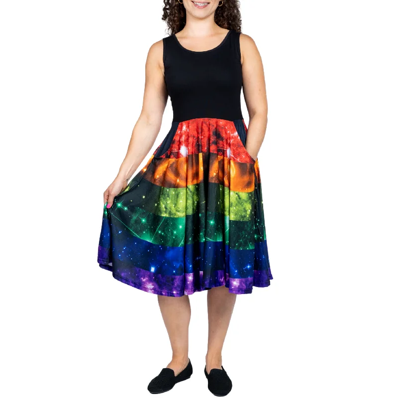 Ball Gown Women Dress with a Full Skirt for a Princess - like LookRainbow Nebula Sleeveless Full Twirl Dress