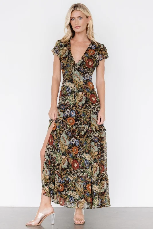 Mermaid - Style Women Dress with a Fitted Silhouette for Special OccasionsRiverwood Deep V Maxi Dress | Multi Floral