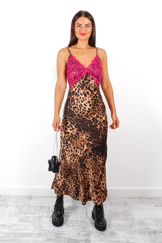 Backless Women Dress for a Sexy and Alluring Look at Evening EventsSay You're Mine - Pink Lace Leopard Print Maxi Dress