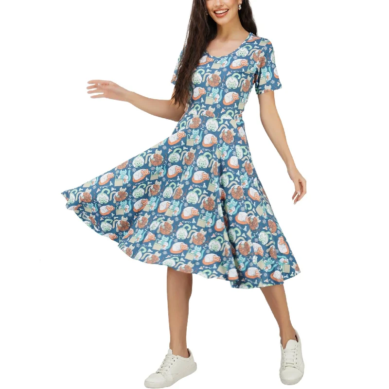 Ruffled Women Dress with Multiple Layers for a Playful and Girly StyleScience Cats Twirl Dress