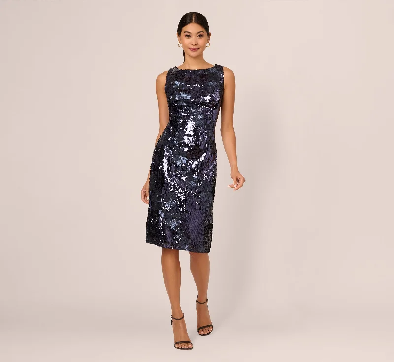 Backless Women Dress for a Sexy and Alluring Look at Evening EventsSequin Sheath Dress In Navy