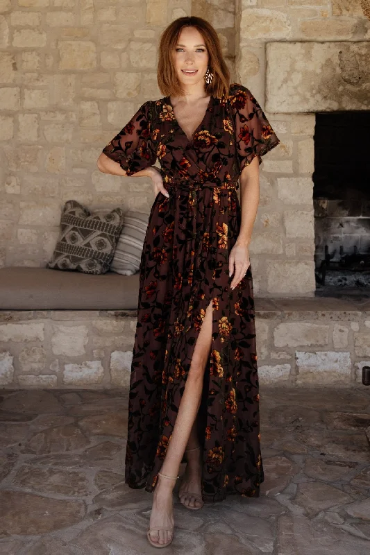 Off - the - Shoulder Women Dress for a Romantic and Feminine LookUma Velvet Maxi Dress | Clove + Amber Floral