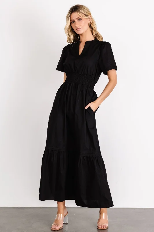 Pleated Women Dress with a Timeless and Elegant TextureVera Maxi Dress | Black