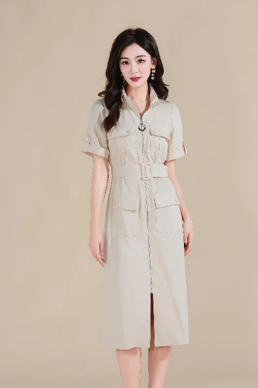 Mini Women Dress with a Short Hem for a Young and Trendy StyleZiri Trench Midi Dress