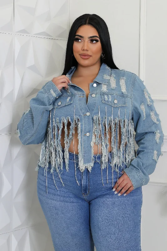 Denim Top with a Metallic Accent for a Shiny LookBright Idea Top