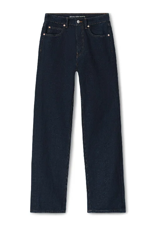 Colored women jeans in vibrant hues like red and yellowAlexander Wang EZ Mid Rise Relaxed Straight Jeans - Clean Bright Indigo