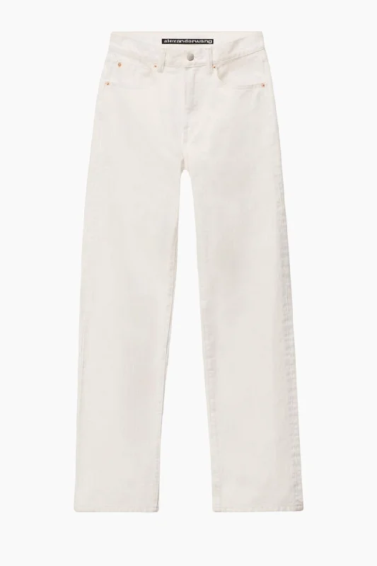 Ripped women jeans for a rebellious and fashion - forward styleAlexander Wang EZ Mid Rise Relaxed Straight Jeans - Vintage White