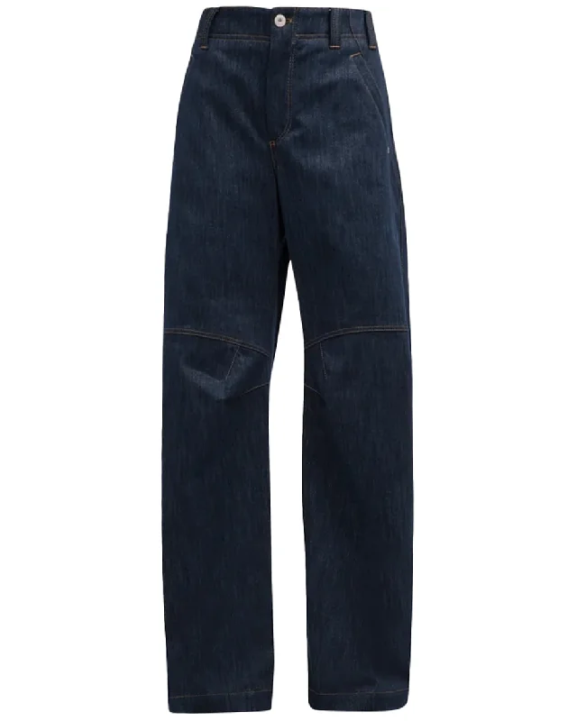 Denim Top with a Belted Waist for a Defined SilhouetteContrast Stitch Curve Leg Jean in Deep Blue