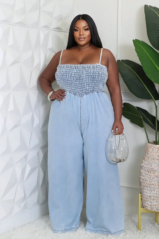 Denim Top for a Beachside Picnic with a Laid - Back StyleBlue Lagoon Jumpsuit