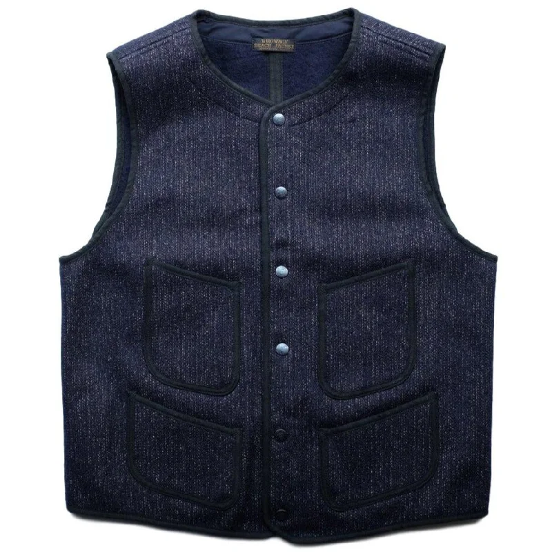 Denim Top with a Collared Neckline for a Preppy StyleBrown's Beach Early Vest (Navy)