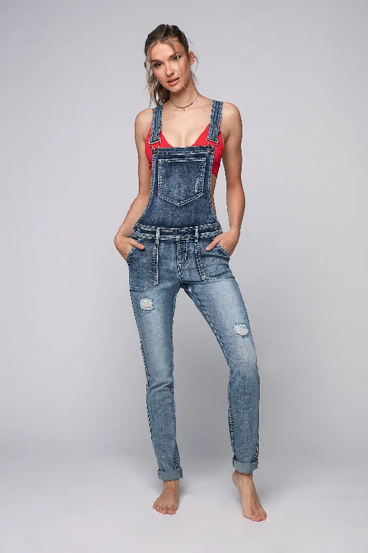 Embroidered women jeans with intricate patternsALICE - Denim Skinny Overall - Snow Wash