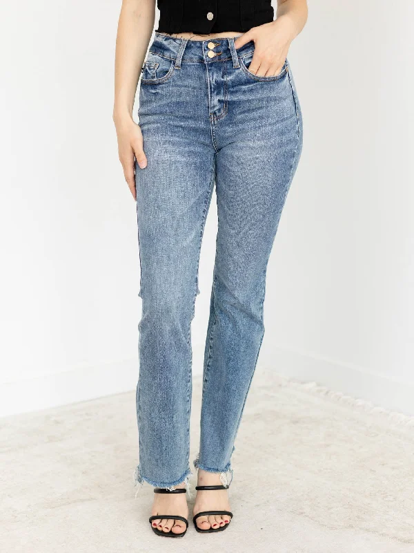 Denim Top with a Collared Neckline for a Preppy StyleJudy Blue Double Button Bootcut