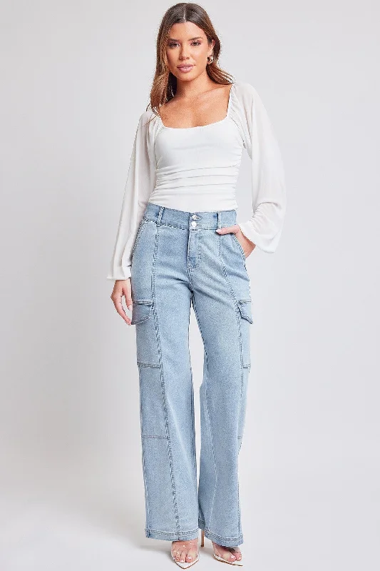 Ripped Denim Top for a Rebellious Fashion StatementJunior High-Rise Straight Cargo Jeans