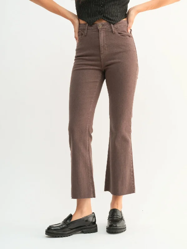 Button - Down Denim Top with a Classic DesignJust Black Vintage Brown High Rise Tonal Crop Flare