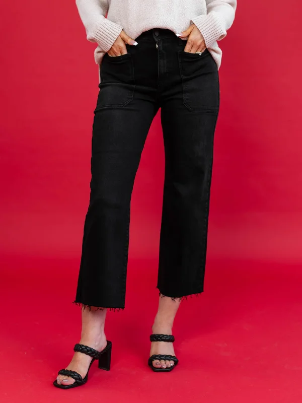 Plus - Size Denim Top for a Comfortable and Stylish FitJust Black Washed Black The High Rise Utility Wide Leg