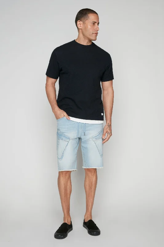 Mom jeans for a nostalgic and casual lookKRAVITZ - Mens 5-Pockets Pull-On Cargo Denim Shorts - Blue Bleach