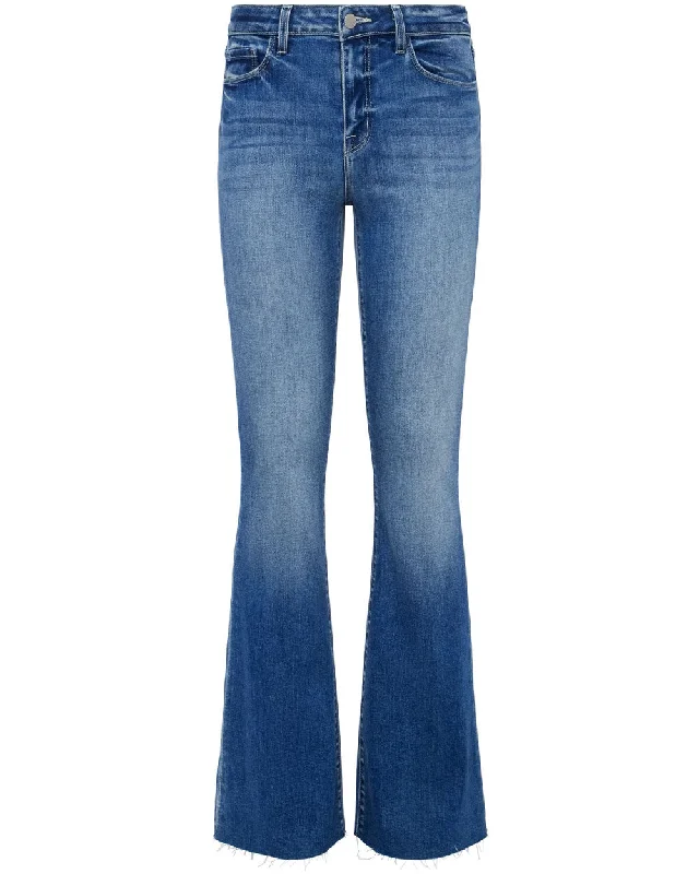 Cropped Denim Top to Pair with High - Waisted BottomsHigh Rise Sera Flare Jean in Laguna