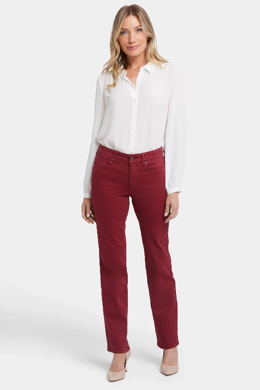 Embroidered women jeans with intricate patternsMarilyn Straight Jeans In Petite - Wild Currant