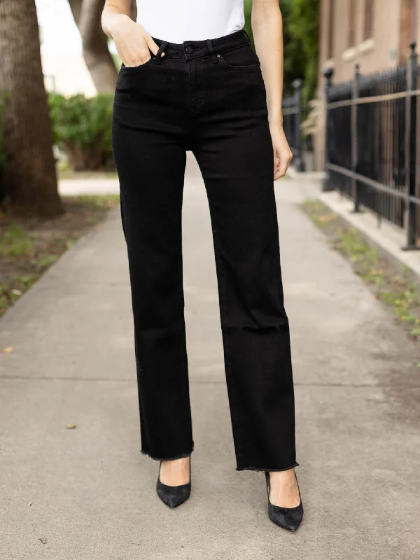 Denim Top with a Belted Waist for a Defined SilhouetteMICA Black Cat High Rise Slim Wide