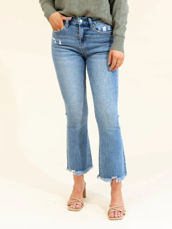 Embroidered Denim Top with Intricate PatternsMICA Duetz High Rise Crop Flare