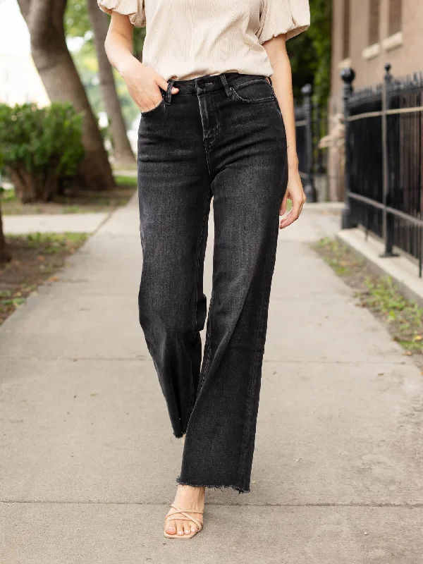 Washed - Out Denim Top for a Vintage AestheticMICA Hunter Stretchy Super High Rise Wide Leg