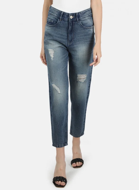 Embellished women jeans with studs or rhinestones for a glamorous touchWomen Blue Slim Fit Denim