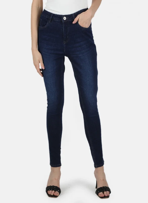 Jeggings women jeans combining the comfort of leggings and style of jeansWomen Navy Blue Slim Fit Denim