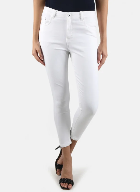 Ripped women jeans for a rebellious and fashion - forward styleWomen White Slim Fit Denim