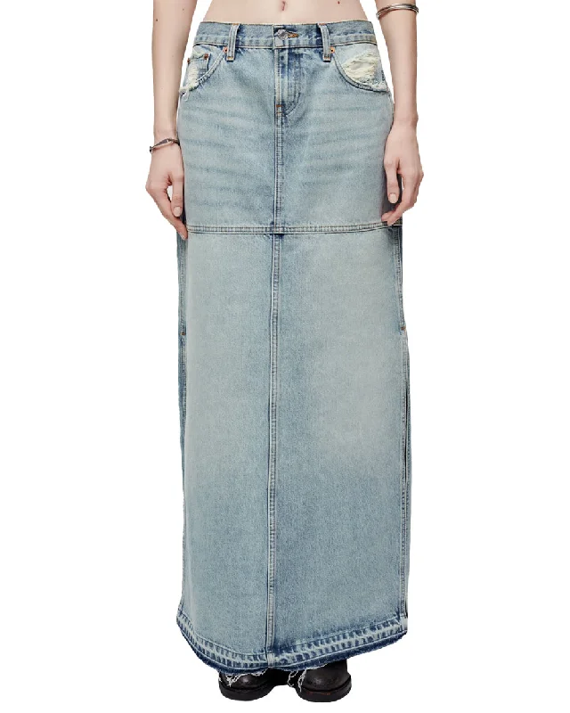 Plus - Size Denim Top for a Comfortable and Stylish FitMid Rise Denim Split Skirt in Rip Tide