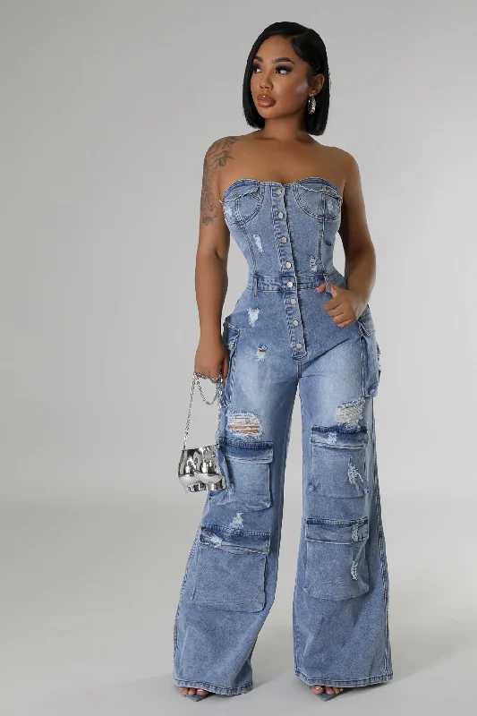 Cropped Denim Top to Pair with High - Waisted BottomsSame Page Jumpsuit