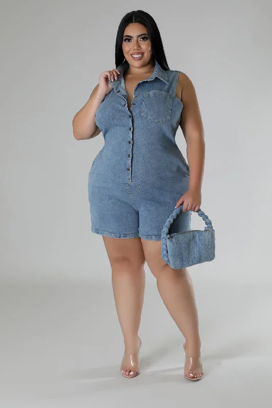 Denim Top with a Peplum Hem for a Flirty and Feminine LookSkyline Spark Romper