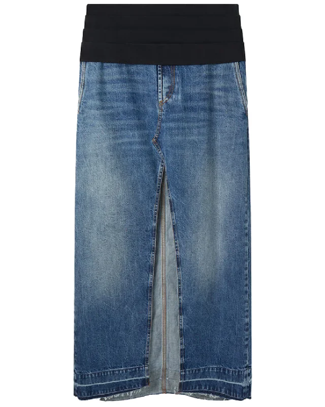 Denim Top for a Music Festival with a Rock - n - Roll VibeDenim Tuxedo Skirt in Vintage Blue