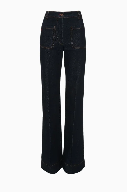 Ripped women jeans for a rebellious and fashion - forward styleVictoria Beckham Alina Jean - Dark Indigo Rinse