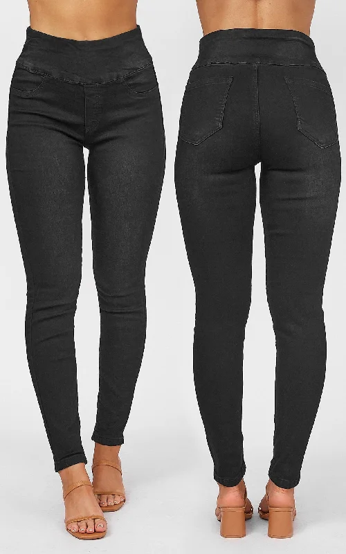 Button - Down Denim Top with a Classic DesignVivian Jeggings - Black