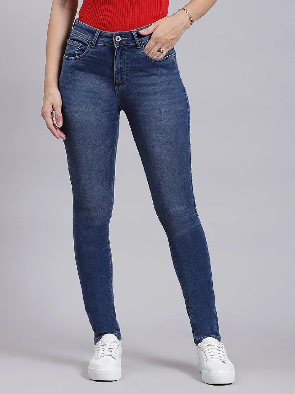 Light - wash women jeans for a fresh and summery appearanceWomen Blue Regular Fit Denim