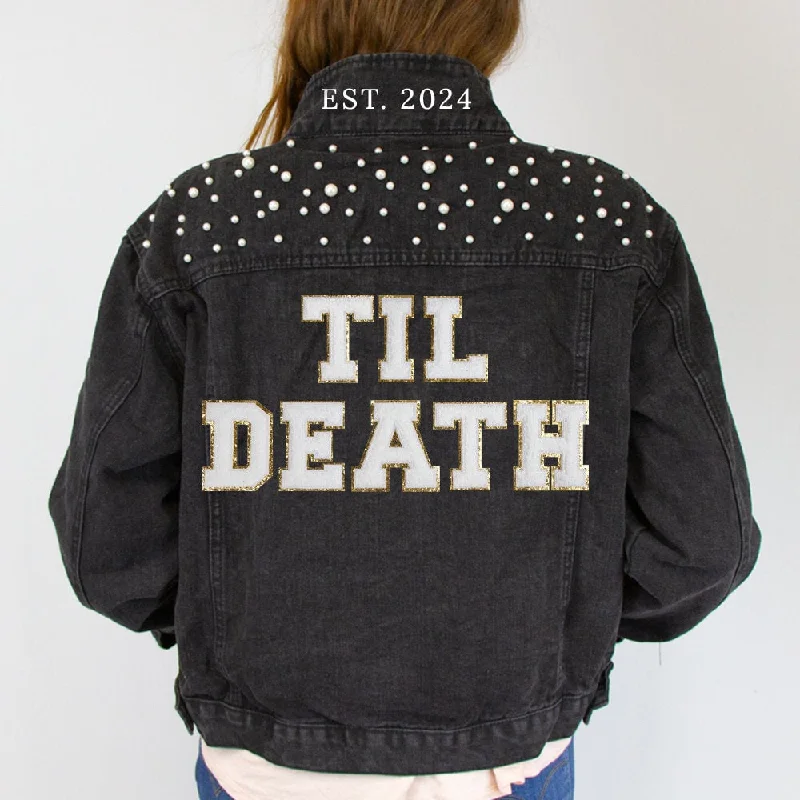 Ripped Denim Top for a Rebellious Fashion Statement(Black Pearl) Pearl Till Death Patch Bridal Jackets