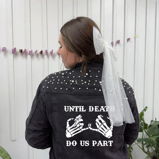 Studded Denim Top for a Glamorous and Bold Style(Black Pearl) Till Death Denim Jacket