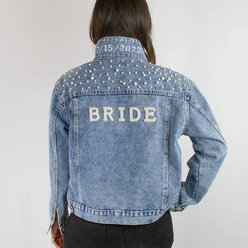 Sleeveless Denim Top for a Cool Summer Look(Blue Pearl) Bride Patch Denim Jacket