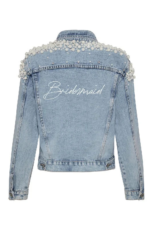 Denim Top for a Music Festival with a Rock - n - Roll VibeBridesmaid Pearl Denim Jacket