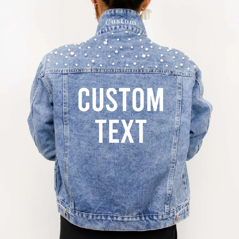 Distressed Denim Top for a Trendy and Edgy Look(Blue Pearl) Custom Denim Jacket