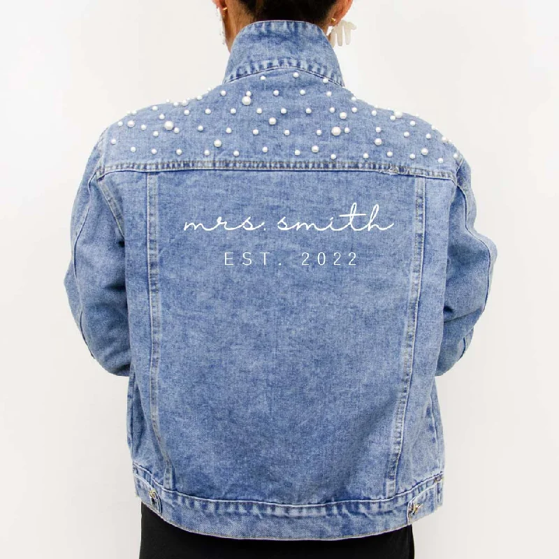 Denim Top for a Beachside Picnic with a Laid - Back Style(Blue Pearl) Est. Bridal Denim Jacket